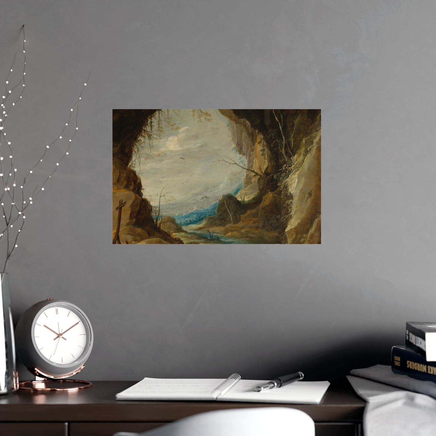 Vista from a Grotto - Romantic Cave Landscape Fine Art Poster