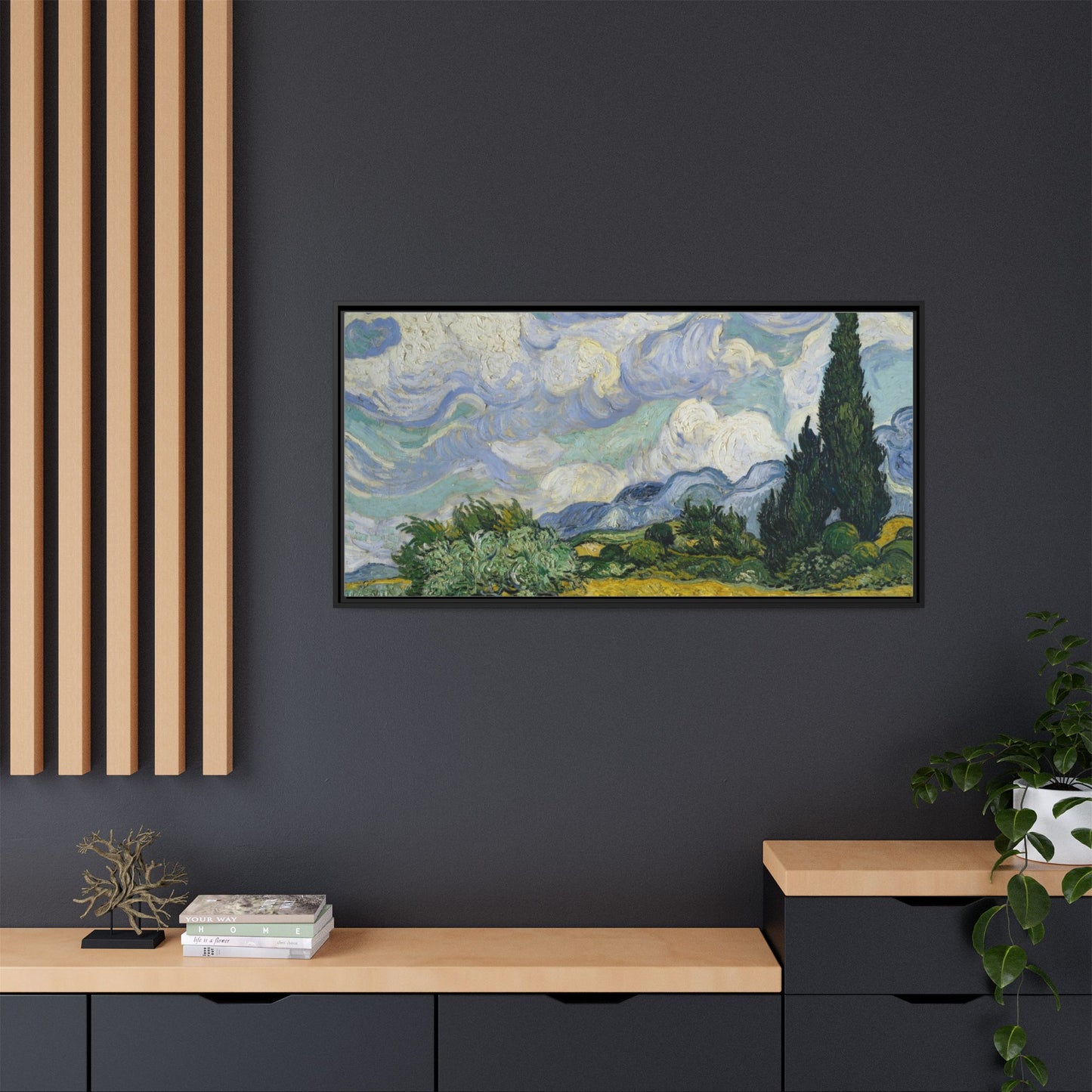 Van Gogh - Wheat Field with Cypresses - Museum Collection - Framed Canvas Print