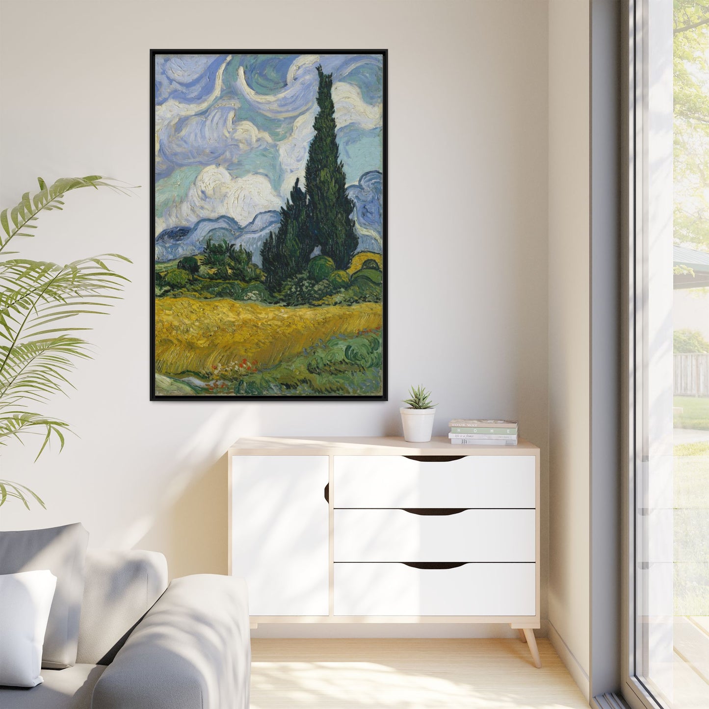 Van Gogh - Wheat Field with Cypresses - Museum Collection - Framed Canvas Print