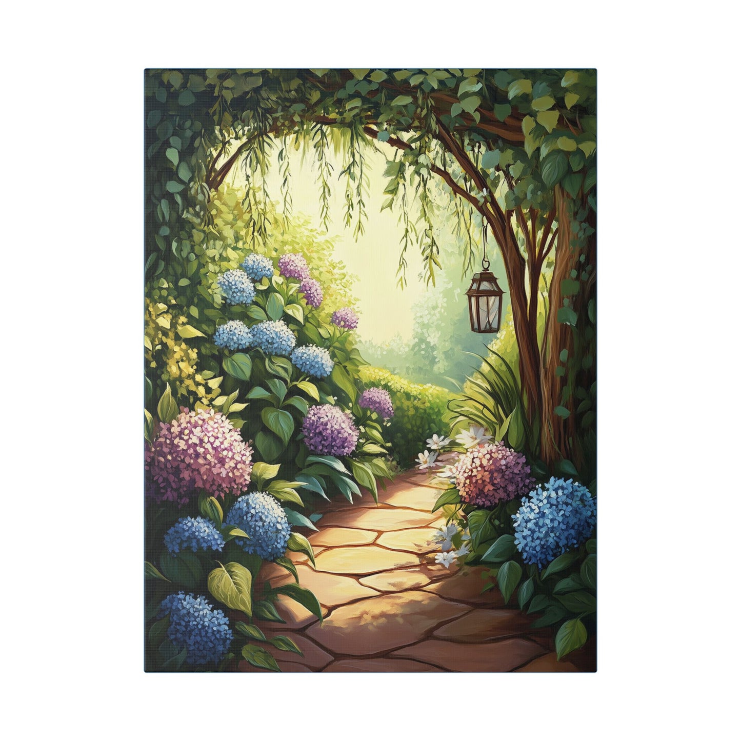 Hydrangea Courtyard - Secret Garden Series - Fine Art Print on Canvas