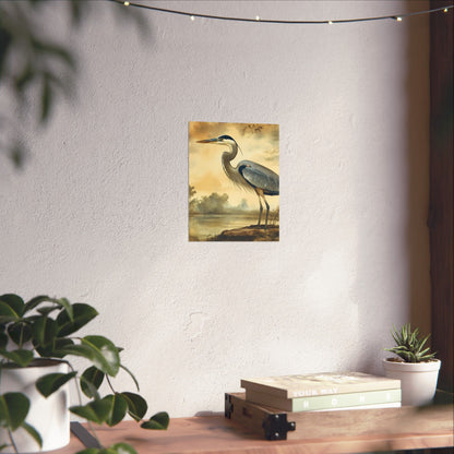 Elegant Blue Heron Coastal Fine Art Print