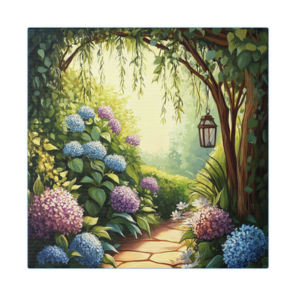 Hydrangea Courtyard - Secret Garden Series - Fine Art Print on Canvas