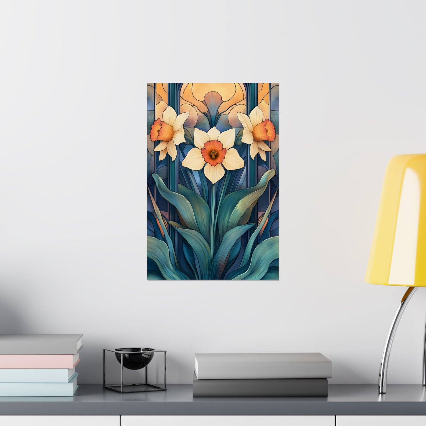 Elegant Daffodil Floral Fine Art Print - Matte Vertical Poster - Daffodil Art Print for Home Décor