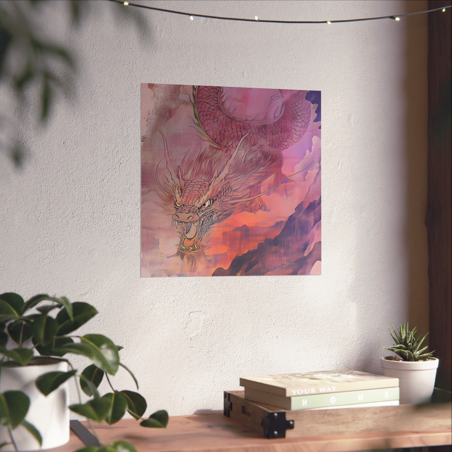 Mythical Red Dragon Fine Art Print - Matte Vertical Poster - Year of The Dragon Art - Zen Home Décor