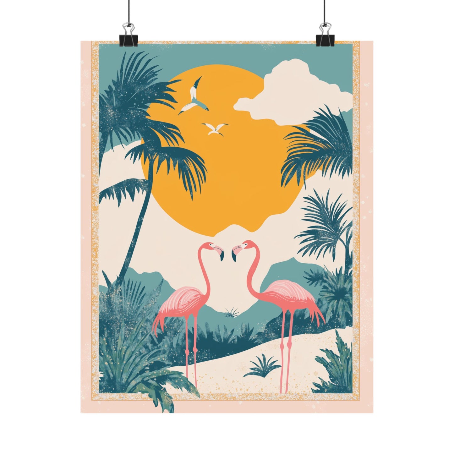 Welcome to Miami - Tropical Flamingo Poster - Boho Wall Art - Bohemian Art Prints - Home Décor