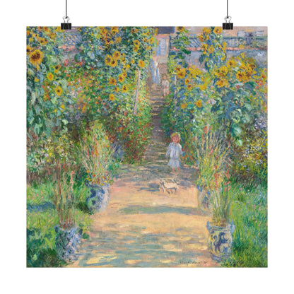 Monet - Garden at Vétheuil Sunflower Fine Art Print