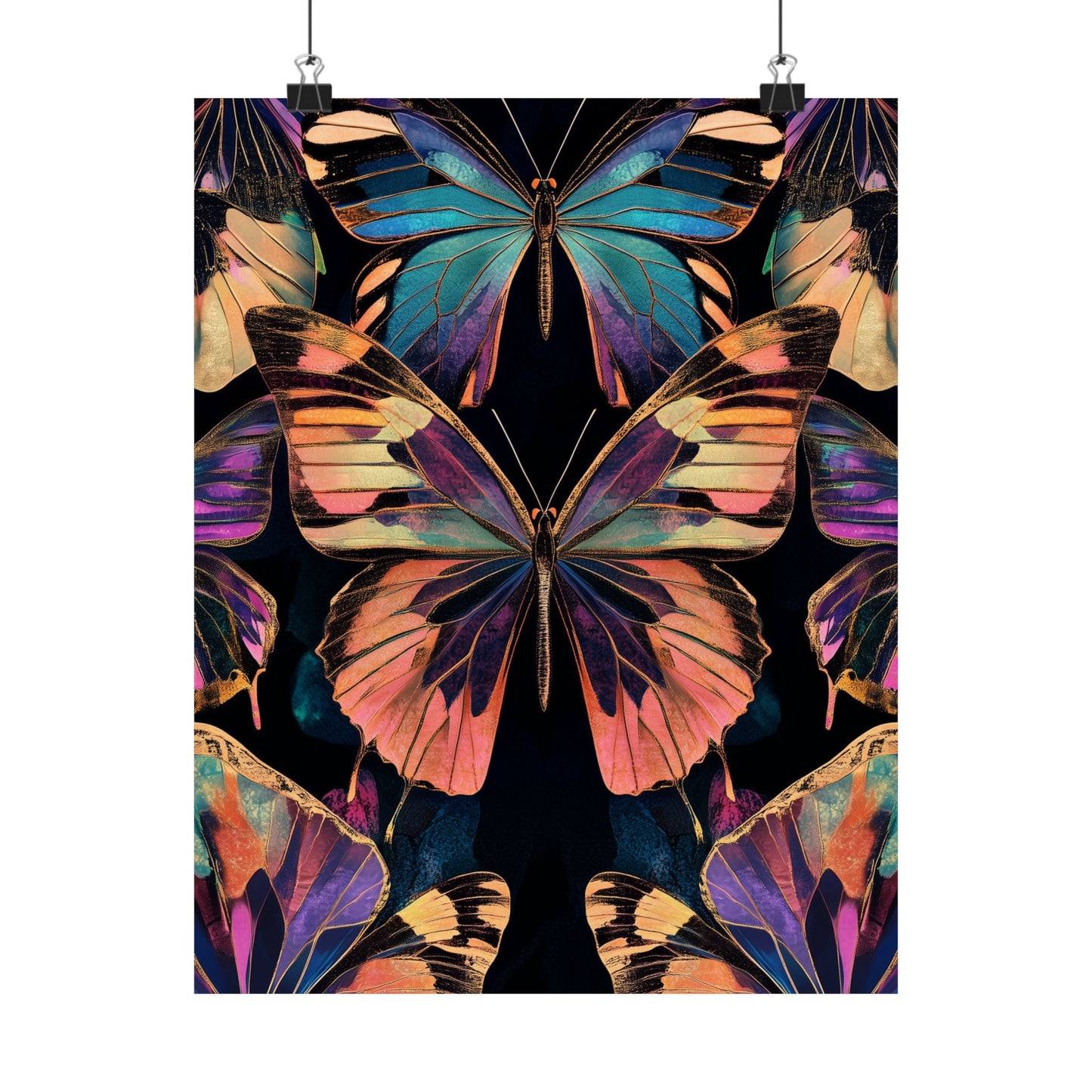 Vibrant Boho Butterflies Fine Art Pint - Matte Poster - Colorful Wall Art for Nature Lovers
