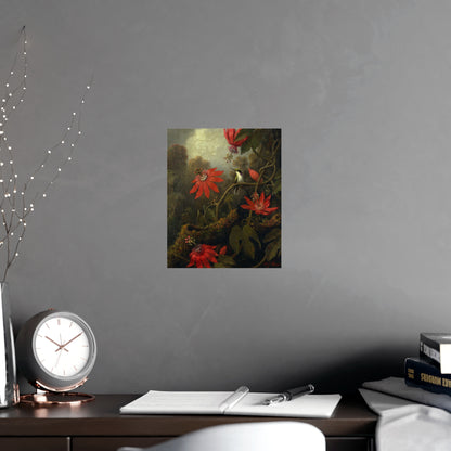 Hummingbird in Lush Tropical Landscape - Museum Collection - Fine Art Poster
