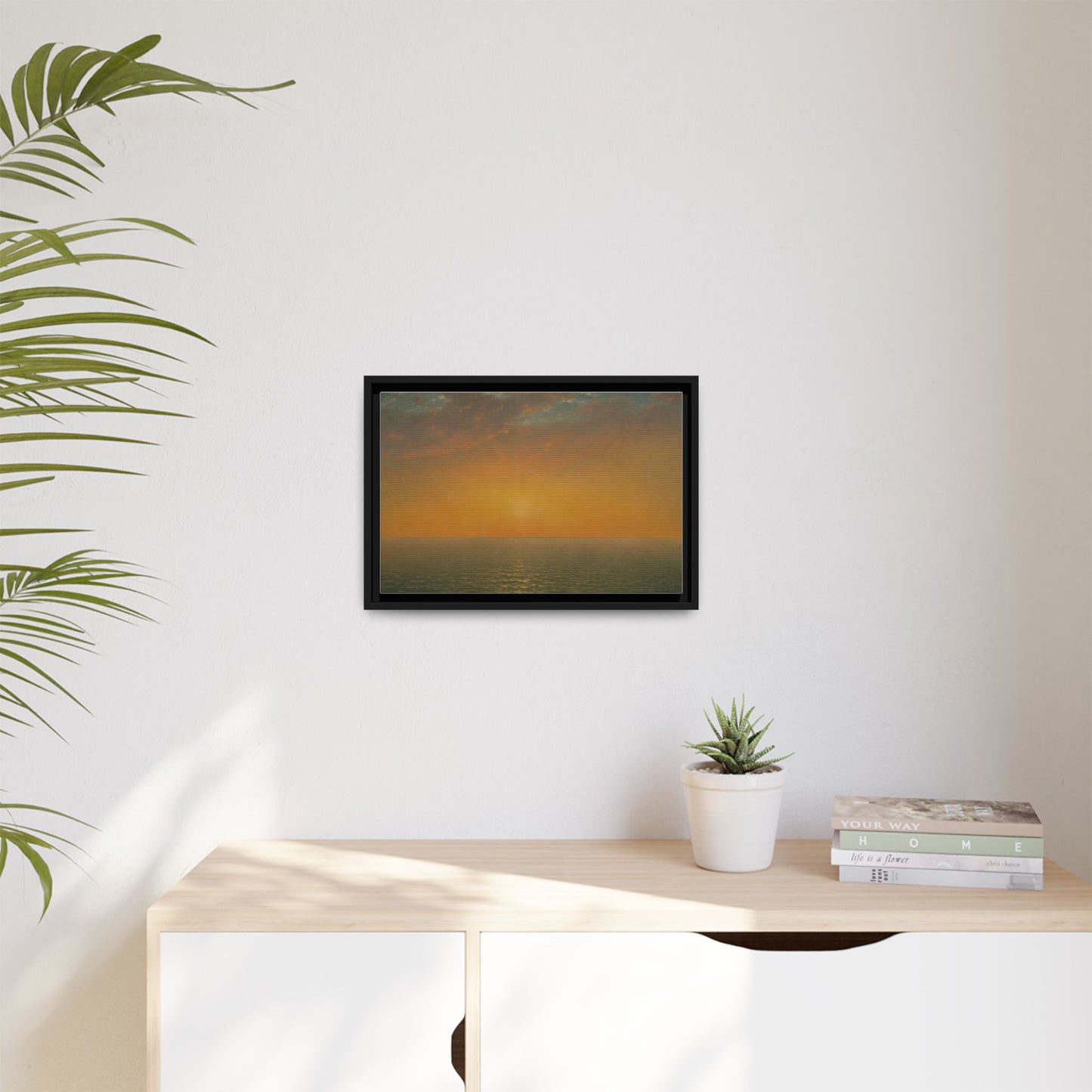 John Frederick Kensett : Sunset on the Sea (1872) - Museum Collection - Framed Canvas Print