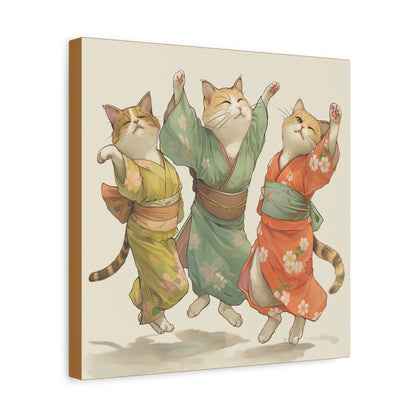 Cheery Cats Prancing - Wall Art Canvas - Home Décor