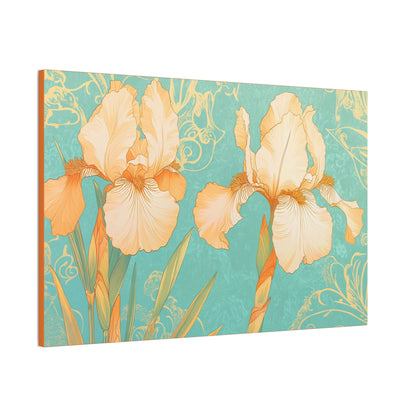 Iris Flowers on Turquois - Stretched Canvas