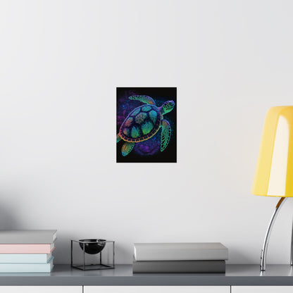 Trippy Turtle - Nautical Fine Art Print - Matte Vertical Poster - Ocean Art for Beach Lovers