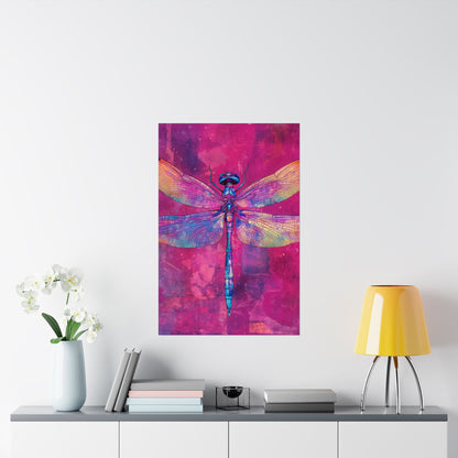 Magenta Dragonfly Watercolor Art Print - Matte Vertical Posters