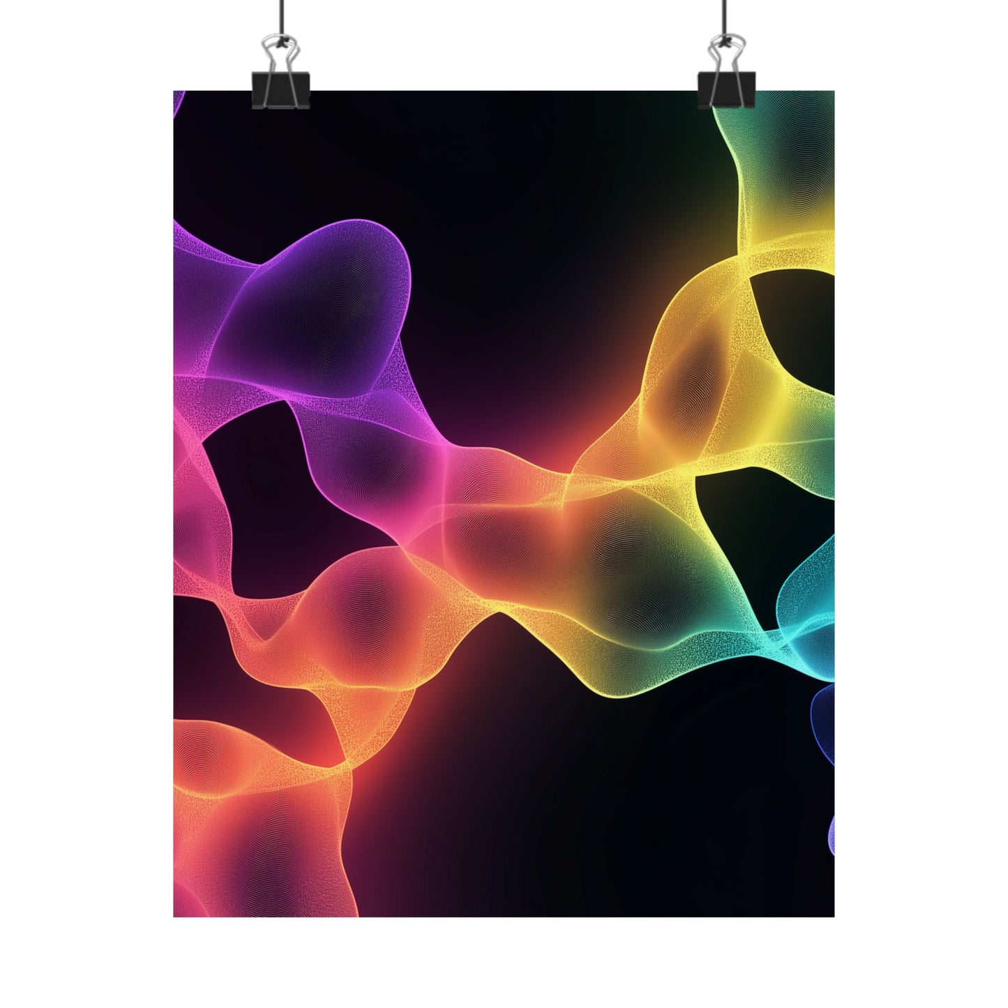 Vibrant Spectrum Abstract Poster - Colorful Wavelengths Energetic Art Print - Black Light Art - Spectrum of Light Wall Art