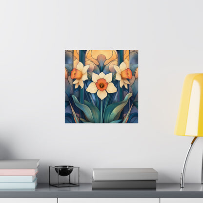 Elegant Daffodil Floral Fine Art Print - Matte Vertical Poster - Daffodil Art Print for Home Décor