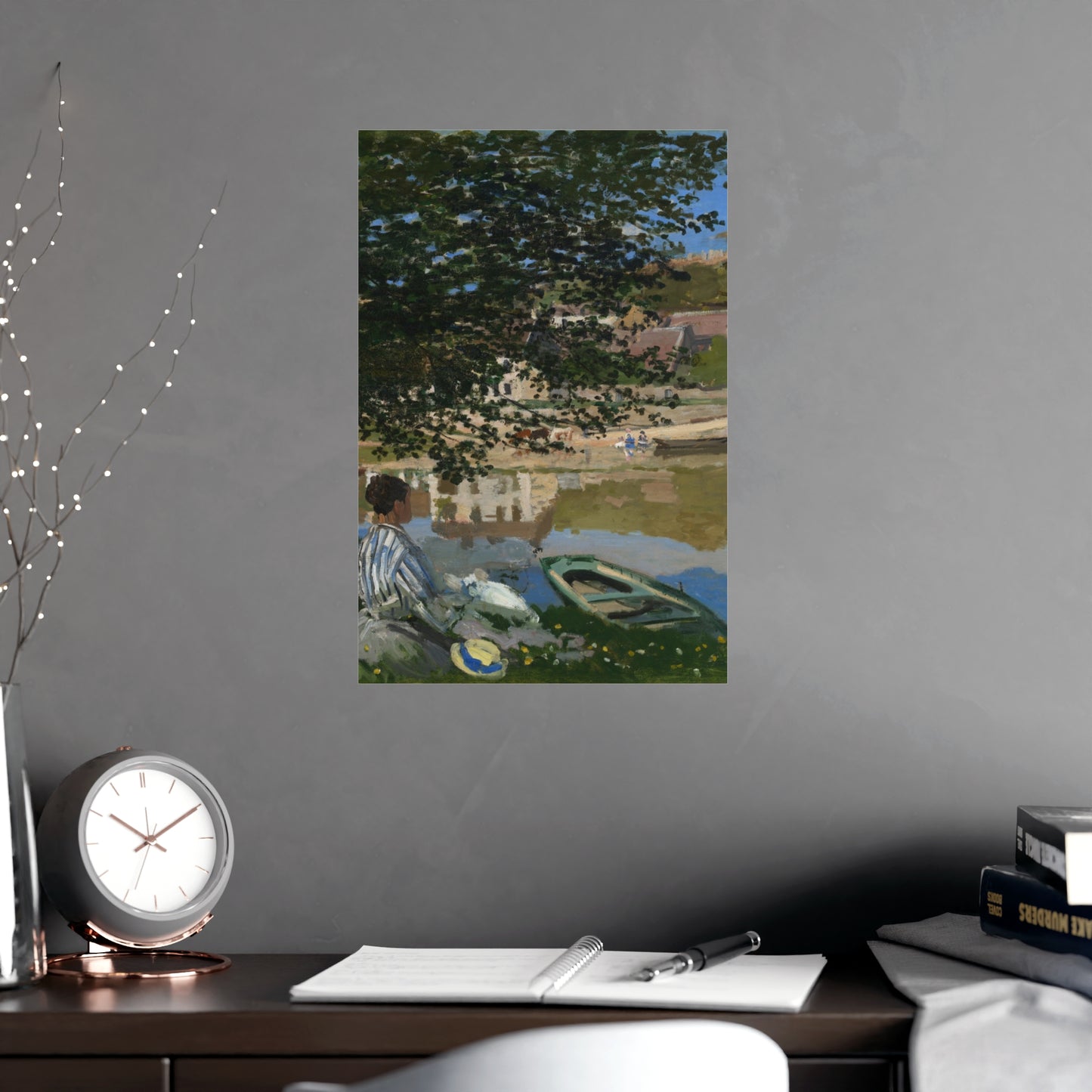 On the Bank of the Seine at Bennecourt - Monet Fine Art Poster