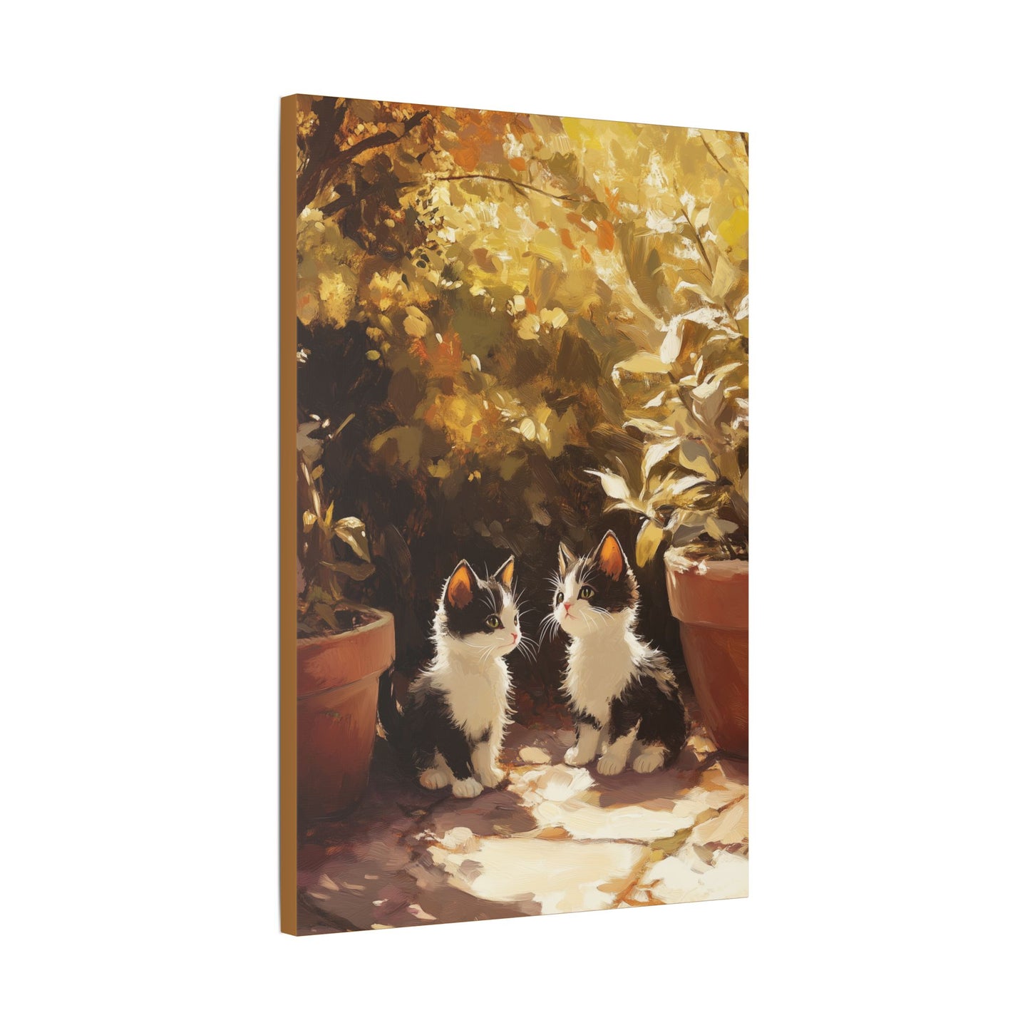 Kittens Conspire  - Garden Friends Series - Fine Art Print on Canvas