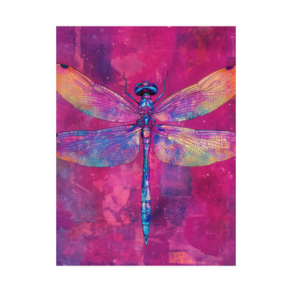 Magenta Dragonfly Watercolor Art Print - Matte Vertical Posters