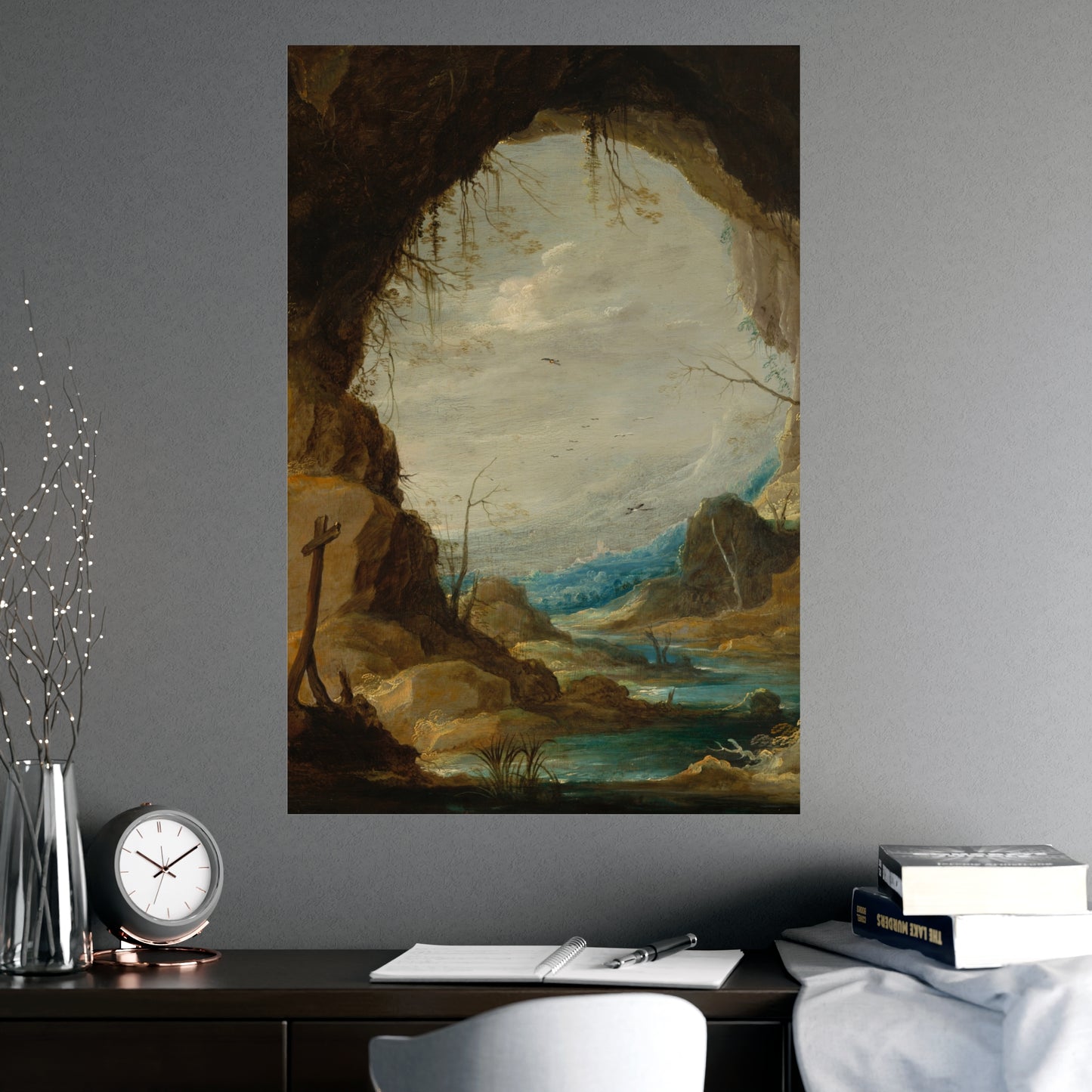 Vista from a Grotto - Romantic Cave Landscape Fine Art Poster