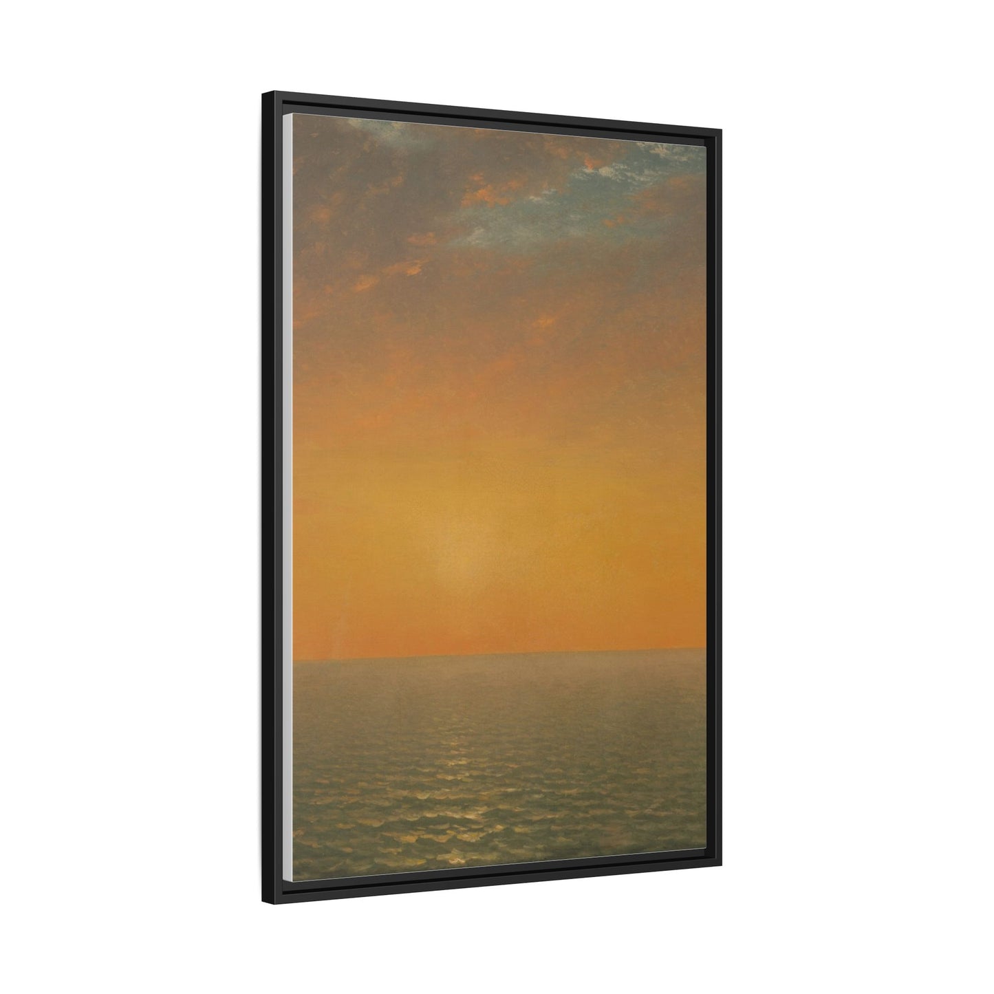 John Frederick Kensett : Sunset on the Sea (1872) - Museum Collection - Framed Canvas Print