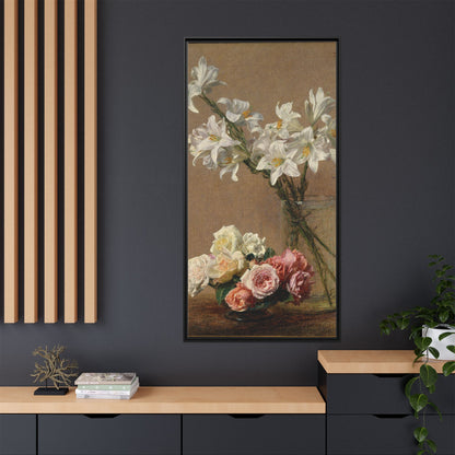 Henri Fantin-Latour : Roses and Lilies (1888) - Giclee Fine Art Print - Museum Collection Framed Canvas Print