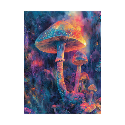 Trippy Mushrooms Poster - Psychedelic Wall Art - Vibrant Fine Art Print - Bedroom Posters - Home Décor
