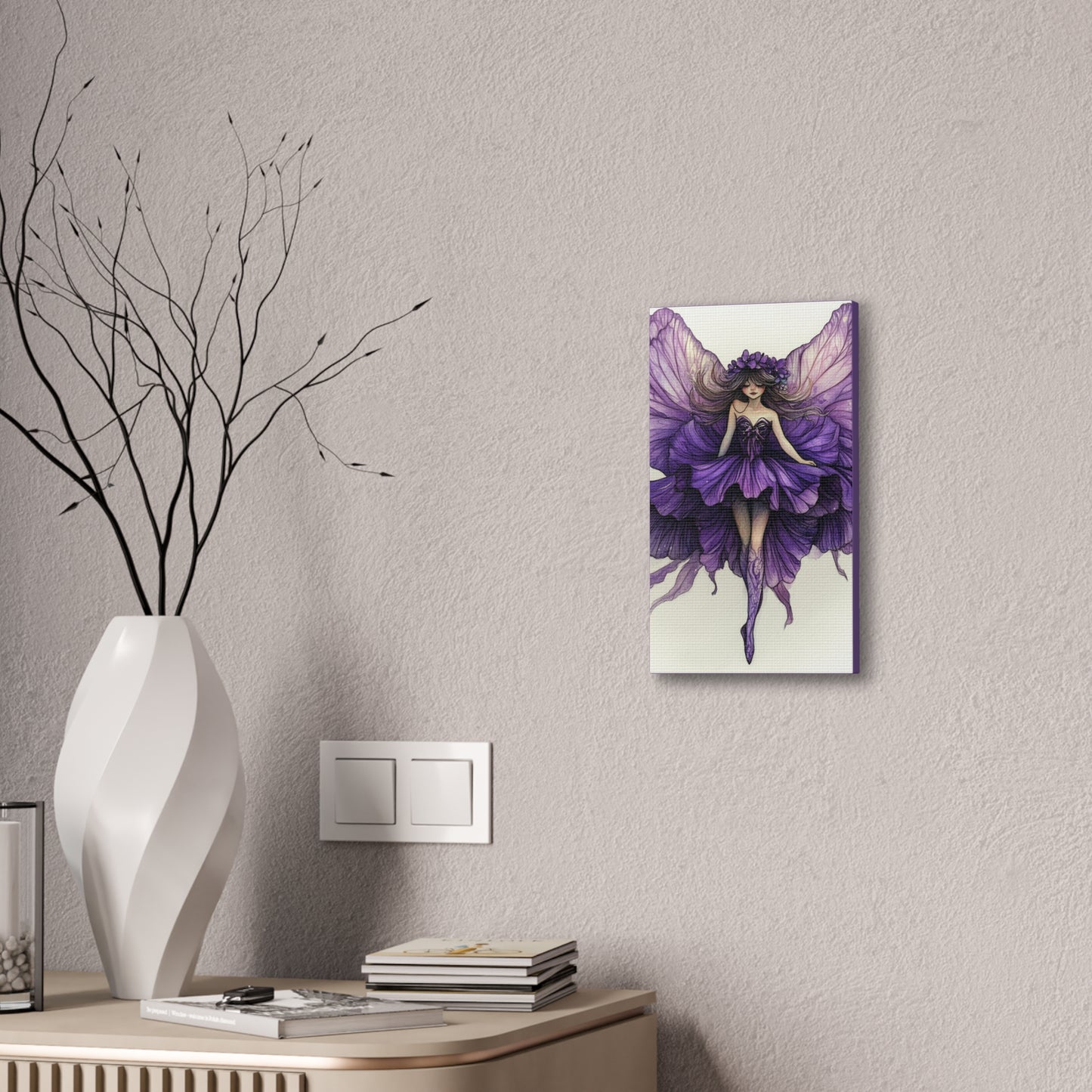 A Violet Affair - Fairies & Flowers Collection - Wall Art - on Canvas