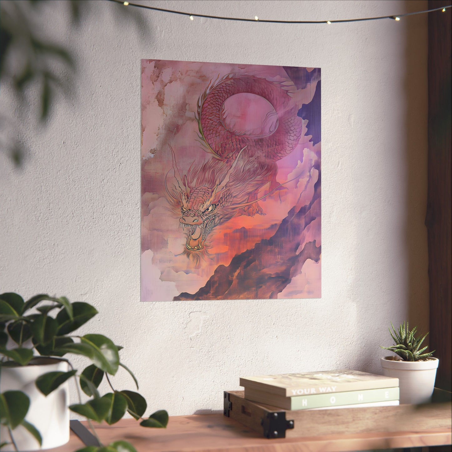 Mythical Red Dragon Fine Art Print - Matte Vertical Poster - Year of The Dragon Art - Zen Home Décor