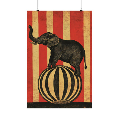 Vintage Circus Elephant Poster - Matte Fine Art Print - Wall Art for Bedroom or Nursery
