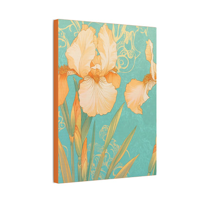 Iris Flowers on Turquois - Stretched Canvas