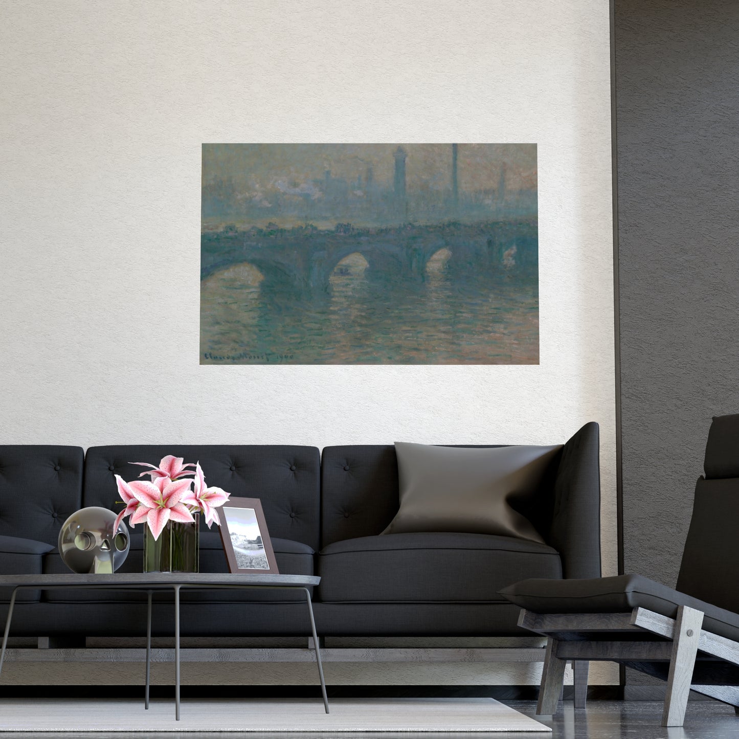Waterloo Bridge Gray Weather - Monet Fine Art Poster