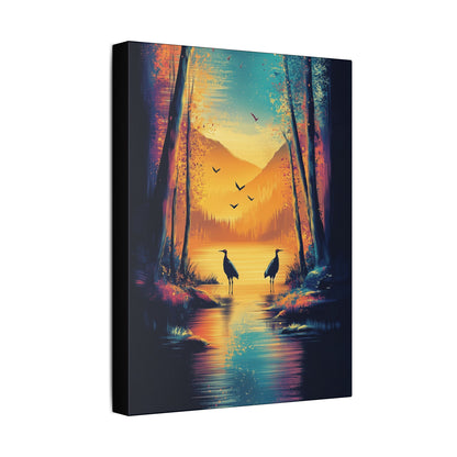 Cranes at Sunset - Delight in Nature Series - Fine Art Print on Canvas
