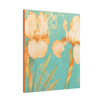 Iris Flowers on Turquois - Stretched Canvas