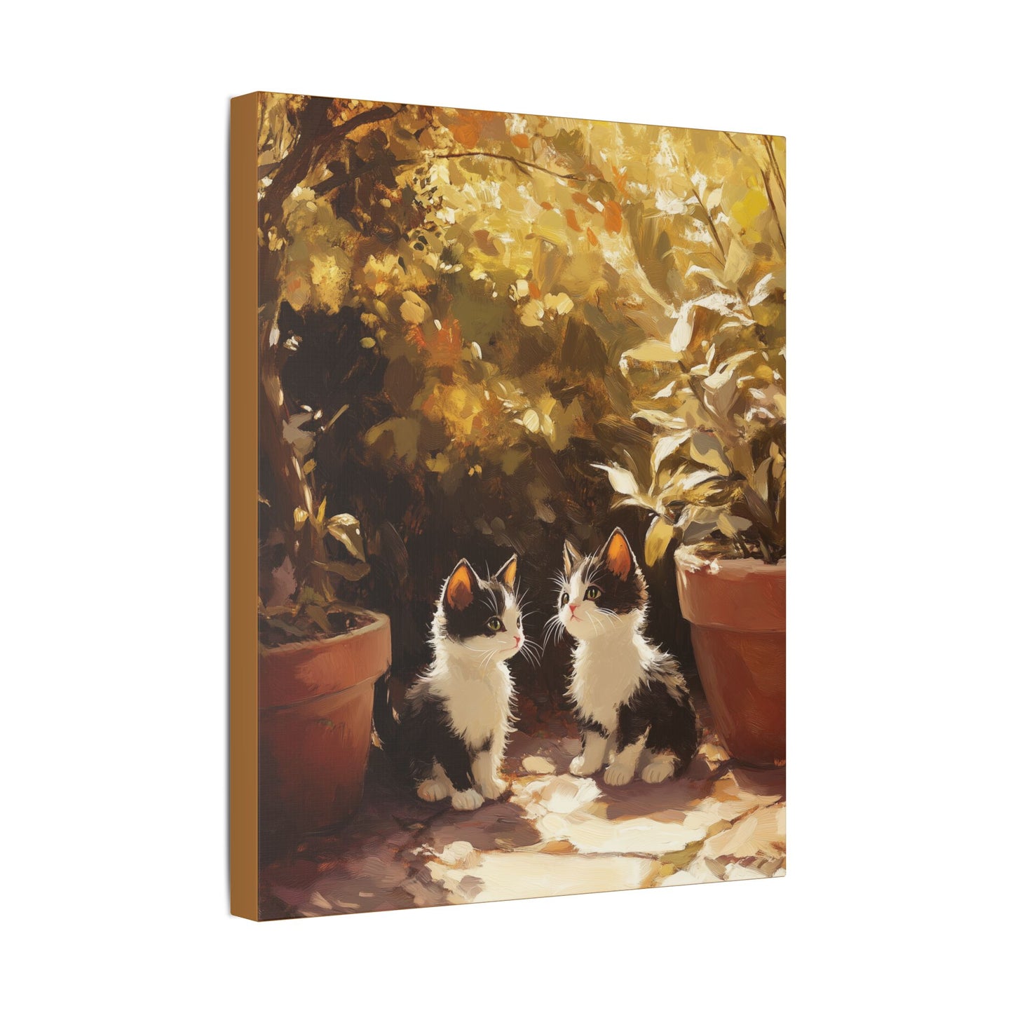 Kittens Conspire  - Garden Friends Series - Fine Art Print on Canvas