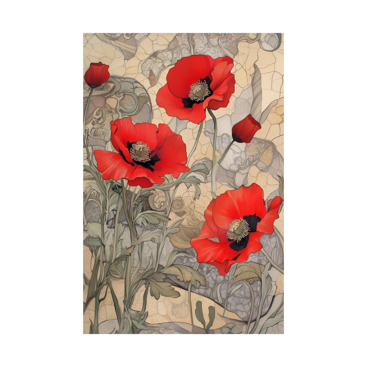 Pretty Poppy Fine Art Print - Floral Matte Vertical Poster – Artwork for Home Décor