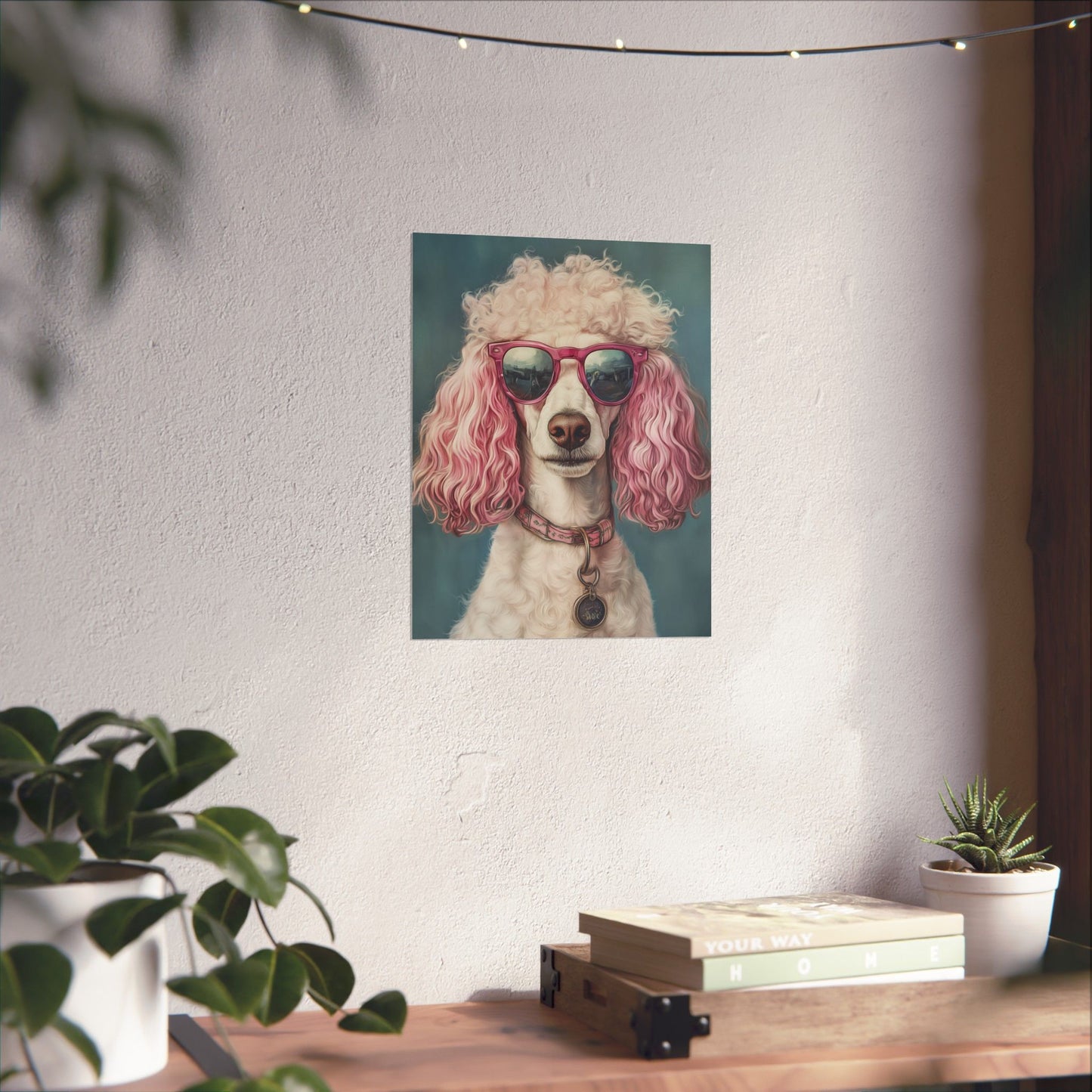 Poodle with Pink Sunglasses - Fine Art Print Poster - Whimsical Animals Series - Wall Art for Dog Lovers