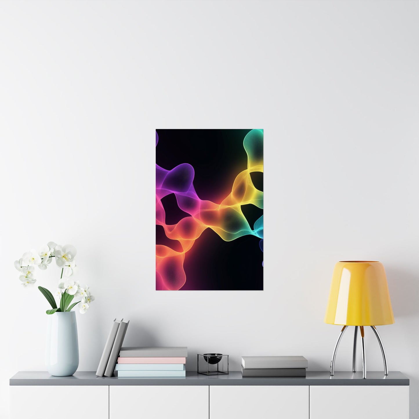 Vibrant Spectrum Abstract Poster - Colorful Wavelengths Energetic Art Print - Black Light Art - Spectrum of Light Wall Art