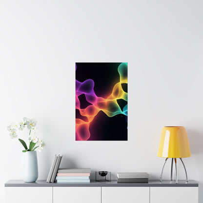 Vibrant Spectrum Abstract Poster - Colorful Wavelengths Energetic Art Print - Black Light Art - Spectrum of Light Wall Art
