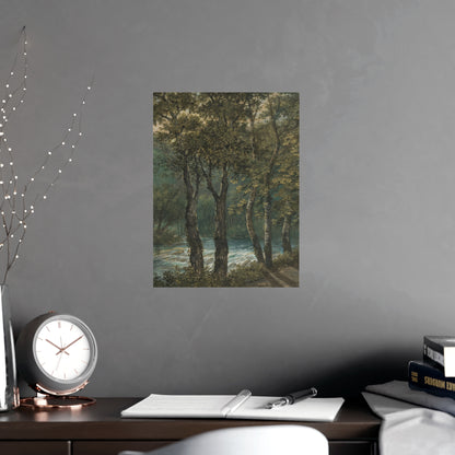 Sunlight Through Trees River Sihl - Forest Landscape Fine Art Poster