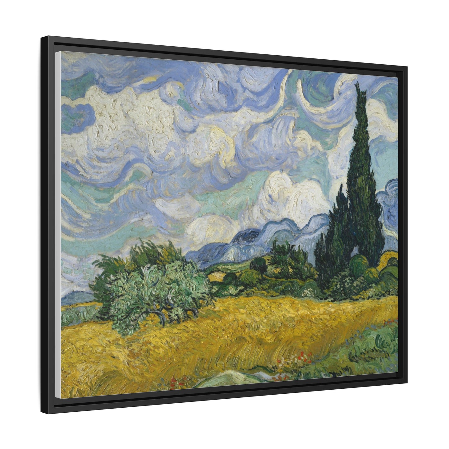 Van Gogh - Wheat Field with Cypresses - Museum Collection - Framed Canvas Print
