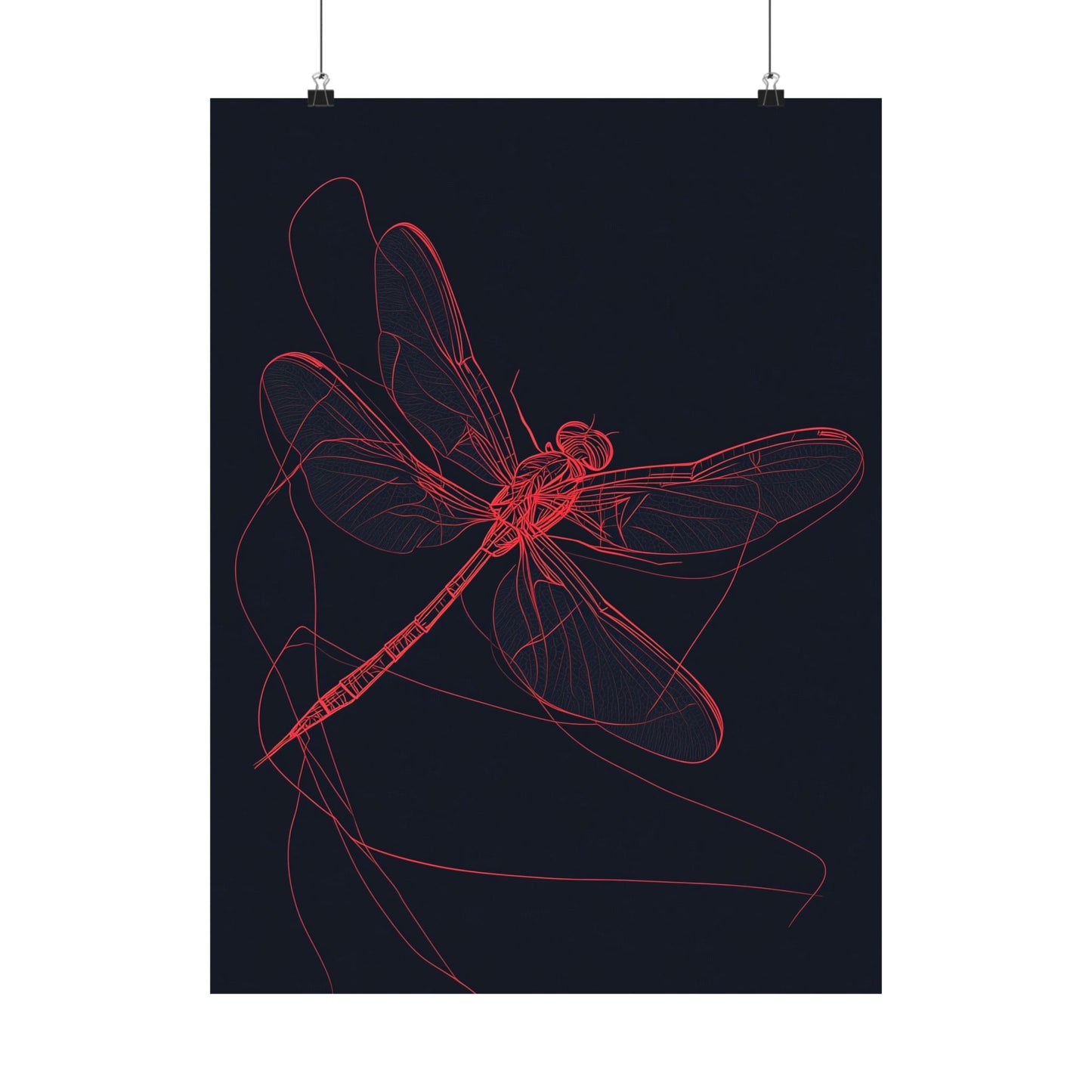 Red Dragonfly Fine Art Print -  Matte Poster – Modern Wall Art for Nature Lovers - Minimalist
