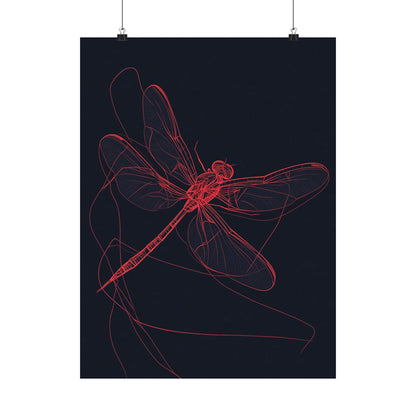 Red Dragonfly Fine Art Print -  Matte Poster – Modern Wall Art for Nature Lovers - Minimalist