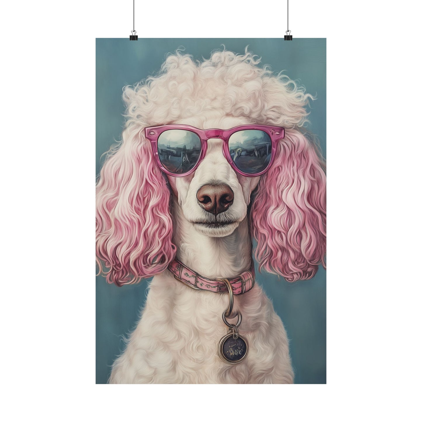 Poodle with Pink Sunglasses - Fine Art Print Poster - Whimsical Animals Series - Wall Art for Dog Lovers