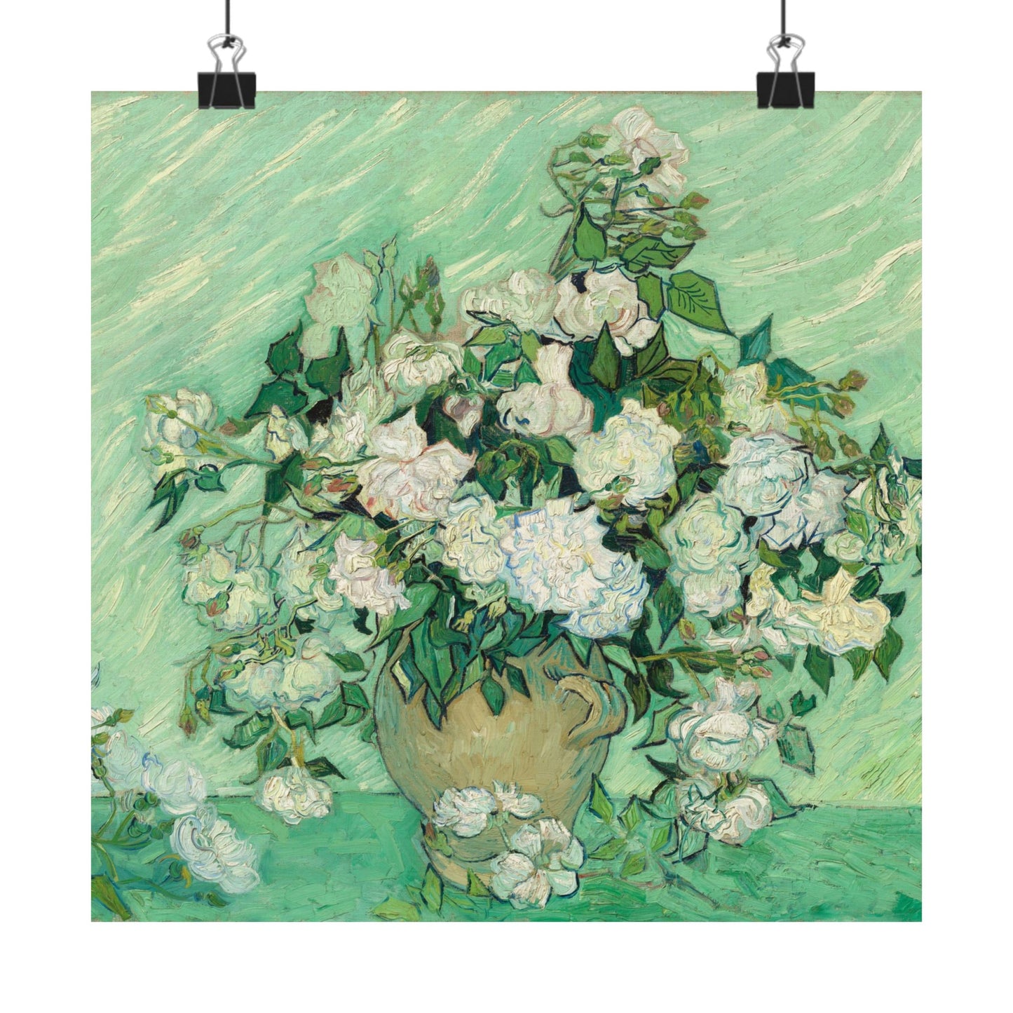 White Roses Painting - Fine Art Prints - Vintage Painting Prints - Elegant Floral - Matte Vertical Poster - White Roses Art Print