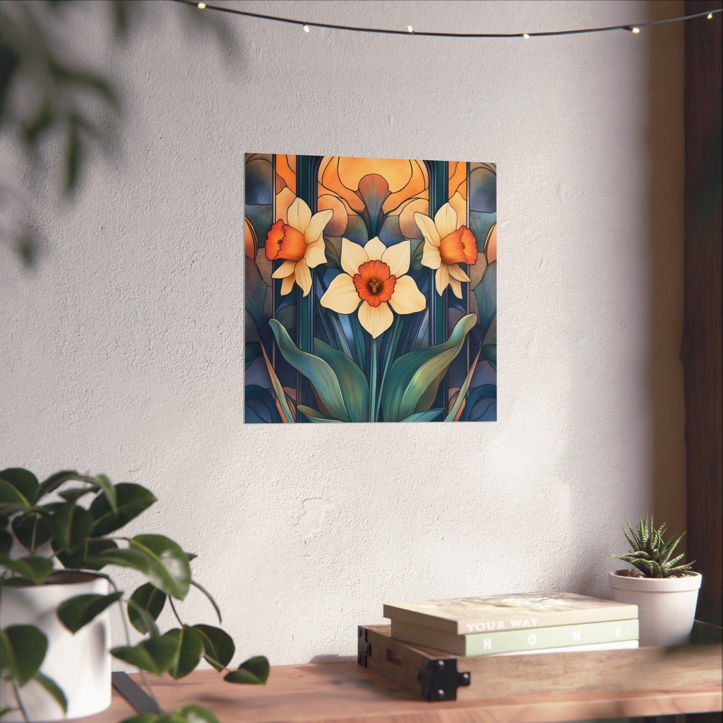 Elegant Daffodil Floral Fine Art Print - Matte Vertical Poster - Daffodil Art Print for Home Décor