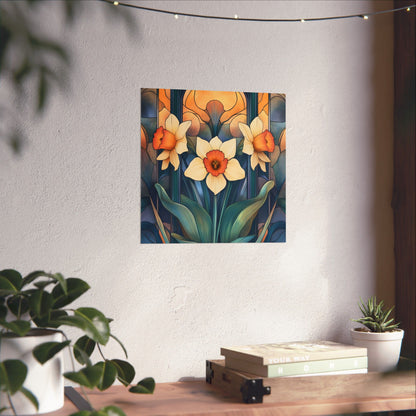 Elegant Daffodil Floral Fine Art Print - Matte Vertical Poster - Daffodil Art Print for Home Décor