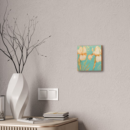 Iris Flowers on Turquois - Stretched Canvas
