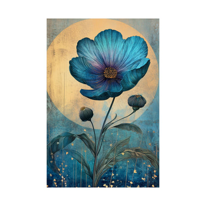 Blue Cosmos Moonlit Botanical Fine Art Print