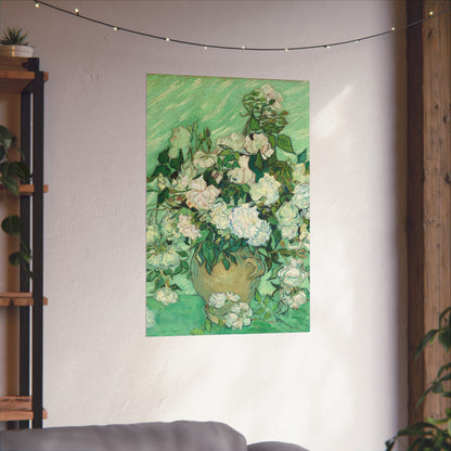 White Roses Painting - Fine Art Prints - Vintage Painting Prints - Elegant Floral - Matte Vertical Poster - White Roses Art Print
