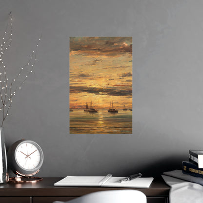 Sunset at Scheveningen - Dutch Maritime Fine Art Poster